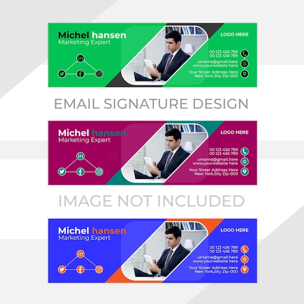 Vetor modelo de design de assinatura de email