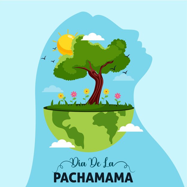 Modelo de design de banner cartoon dia de la pachamama