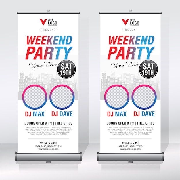 Vetor modelo de design de banner criativo roll up