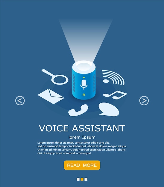 Modelo de design de banner da web de vetor de assistente de voz