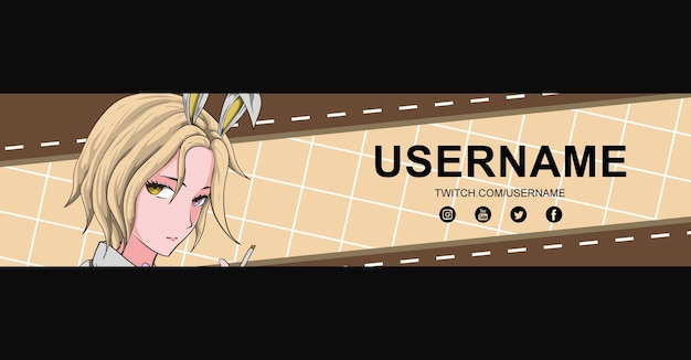 Vetor modelo de design de banner de anime twitch