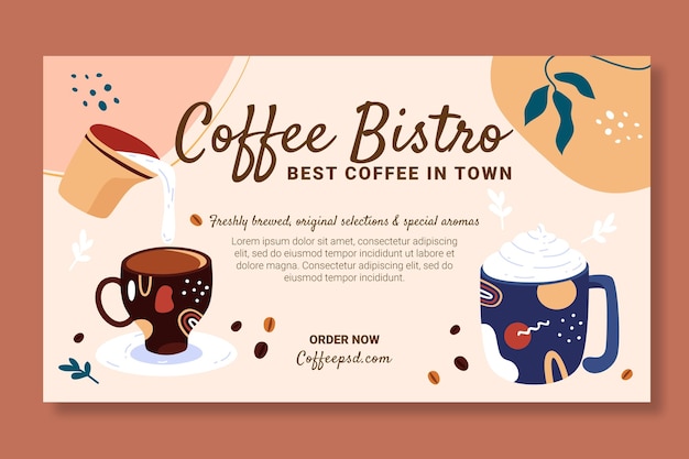 Vetor modelo de design de banner de café com bebidas deliciosas
