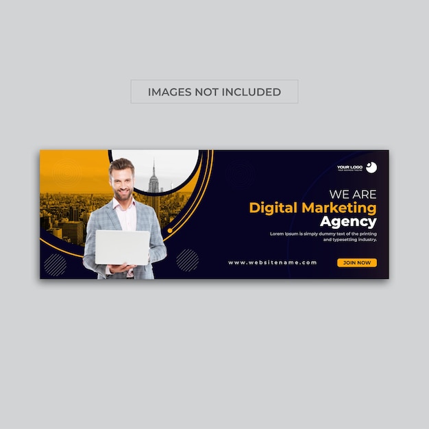 Modelo de design de banner de capa de facebook corporativo moderno marketing digital