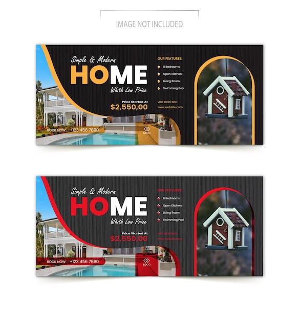Modelo de design de banner de capa de facebook de propriedade de vendas de casas imobiliárias
