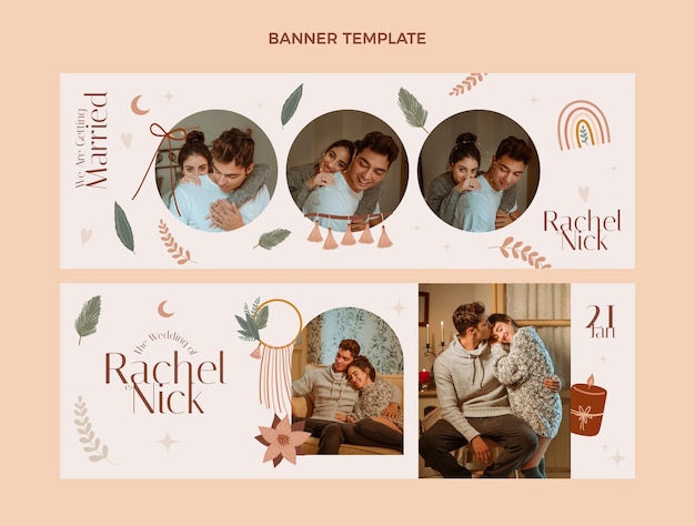 Modelo de design de banner de casamento