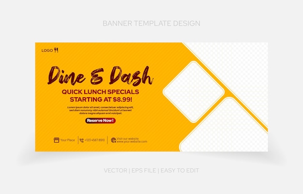 Modelo de design de banner de comida restaurante e mais