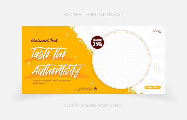 Modelo de design de banner de comida restaurante e mais