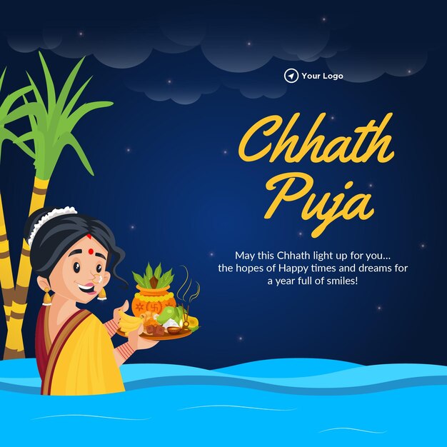 Modelo de design de banner de feliz chhath puja do festival religioso indiano