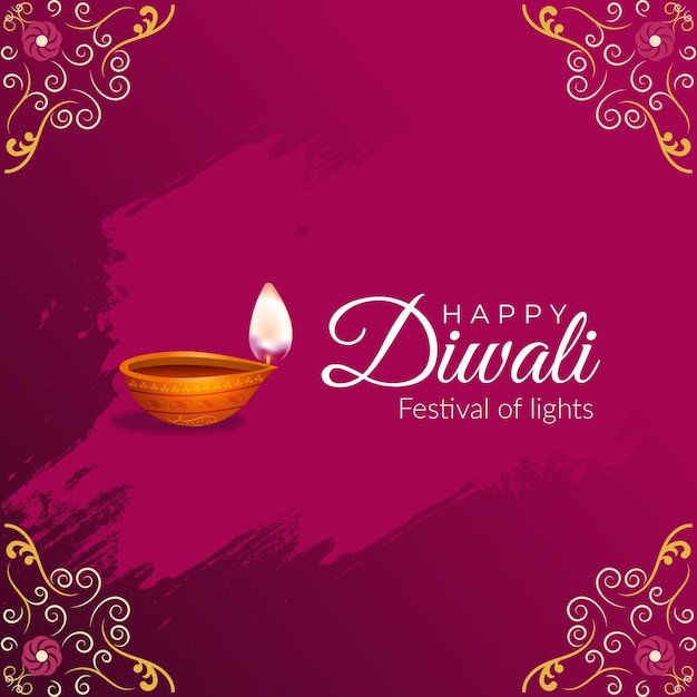 Modelo de design de banner de festival religioso indiano de diwali feliz