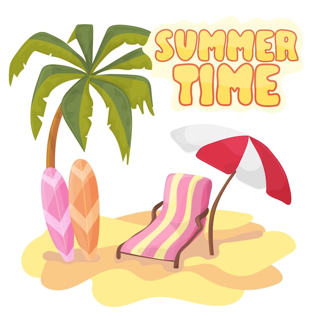 Modelo de design de banner de fundo de horário de verão e elementos de temporada de sinal praia