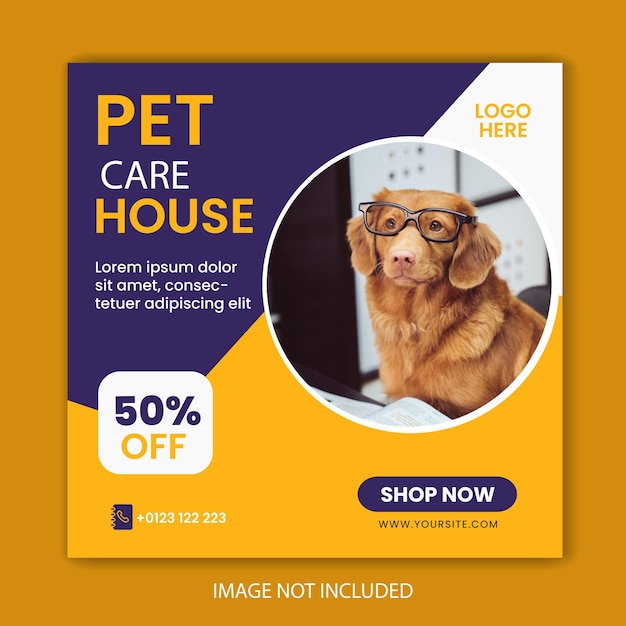 modelo de design de banner de Instagram para animais de estimação