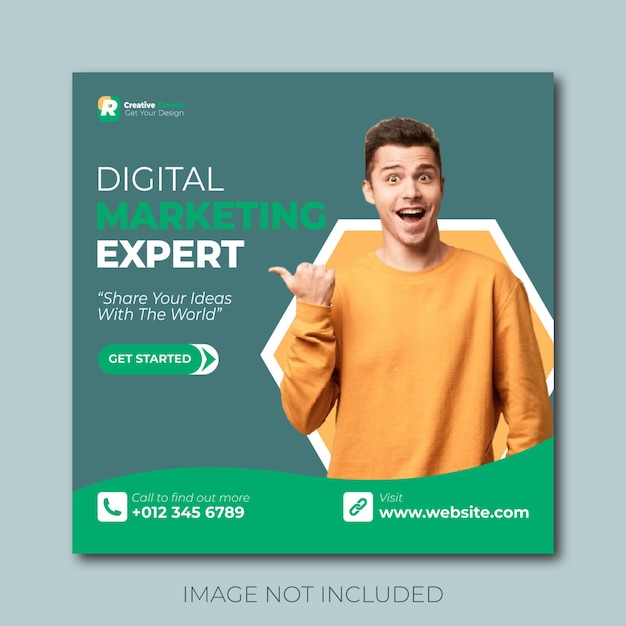 Modelo de design de banner de marketing digital corporativo em mídias sociais