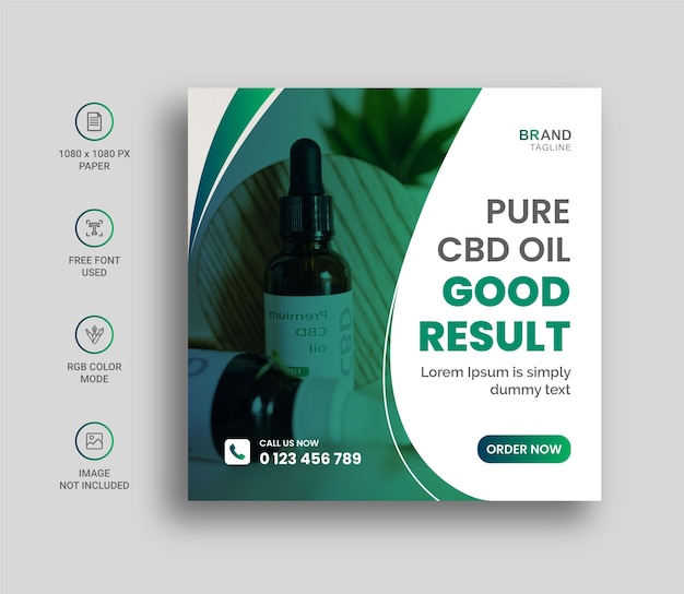 Modelo de design de banner de mídia social cbd oil