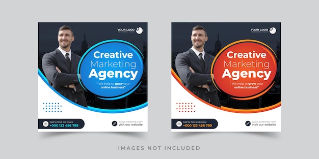 Modelo de design de banner de mídia social corporativa de marketing criativo