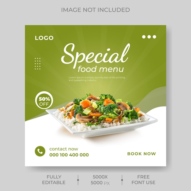Modelo de design de banner de mídia social de alimentos Ilustração vetorial de postagem de mídia social Fast Food