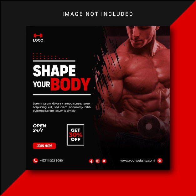 Modelo de design de banner de mídia social de fitness do Instagram