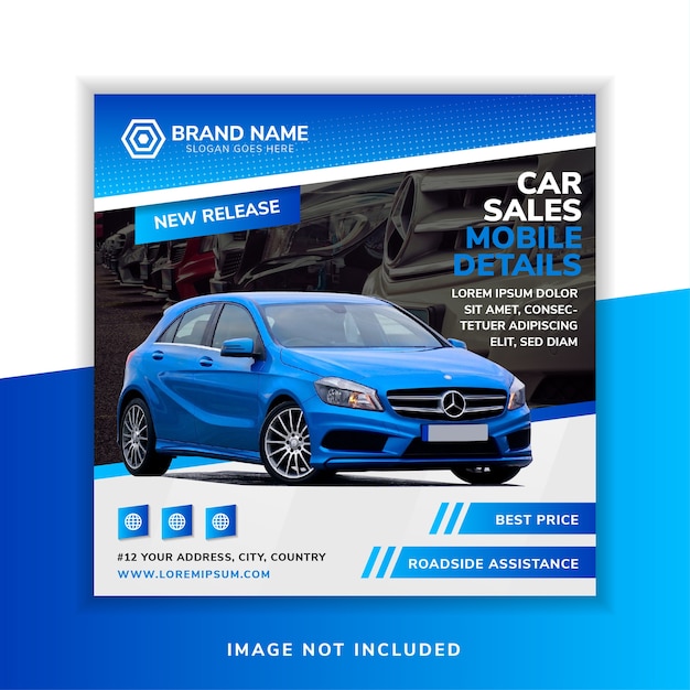 Vetor modelo de design de banner de mídia social de vendas de carros.