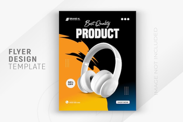 Modelo de design de banner de mídia social dj headphone brand flyer