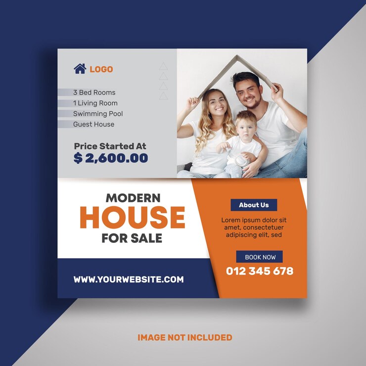 Vetor modelo de design de banner de mídia social imobiliária
