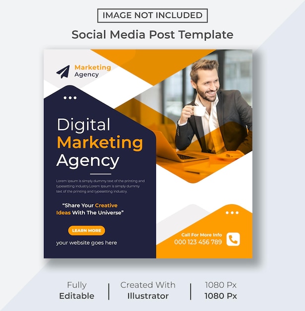 Modelo de design de banner de postagem de mídia social de marketing digital