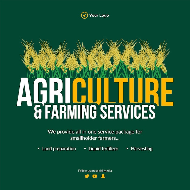 Modelo de design de banner de serviços agrícolas e agrícolas