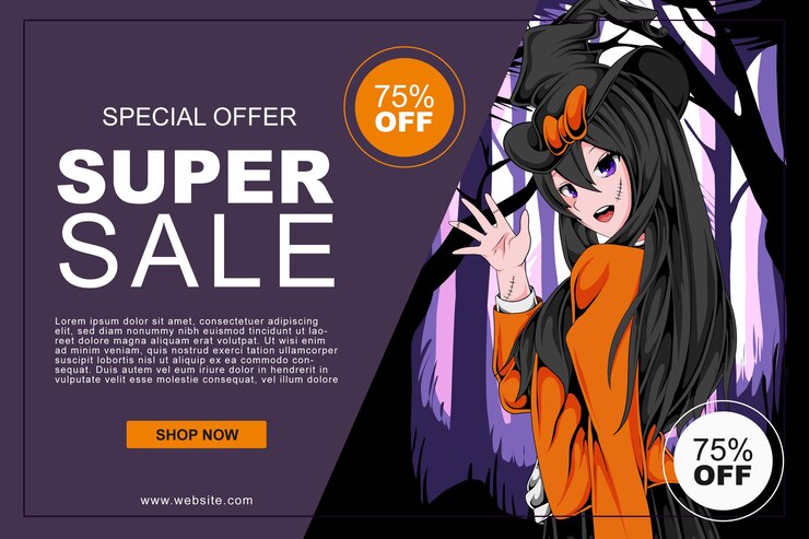 Vetor modelo de design de banner de super venda de anime