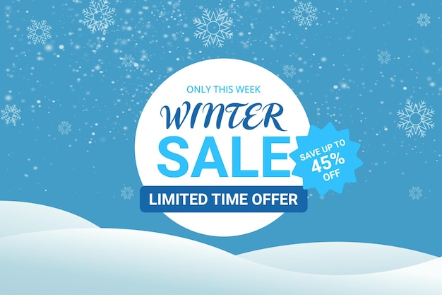 Modelo de design de banner de venda de inverno com tempo limitado.
