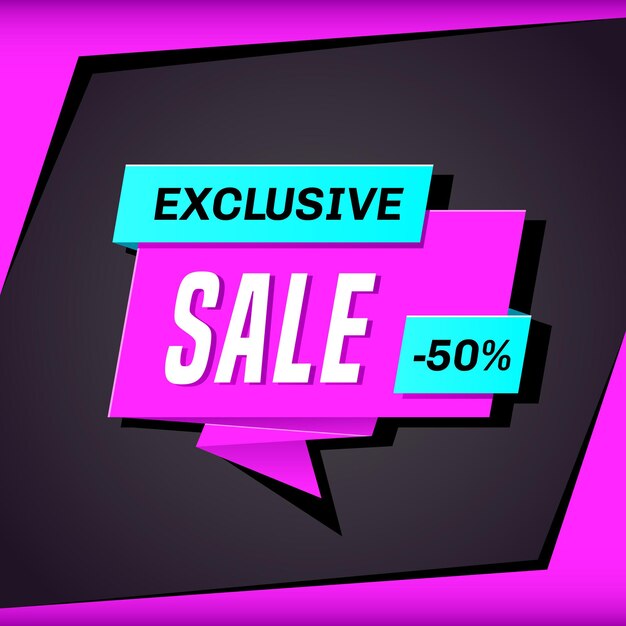 Modelo de design de banner de venda promocional. Venda exclusiva com 50% de desconto