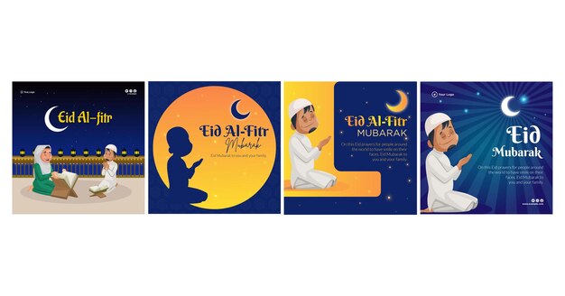 Modelo de design de banner definido para o festival eid