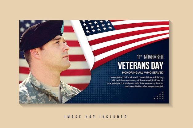 Modelo de design de banner do dia dos veteranos. Homenageando todos os que serviram. 11 de novembro meio-tom de transparência