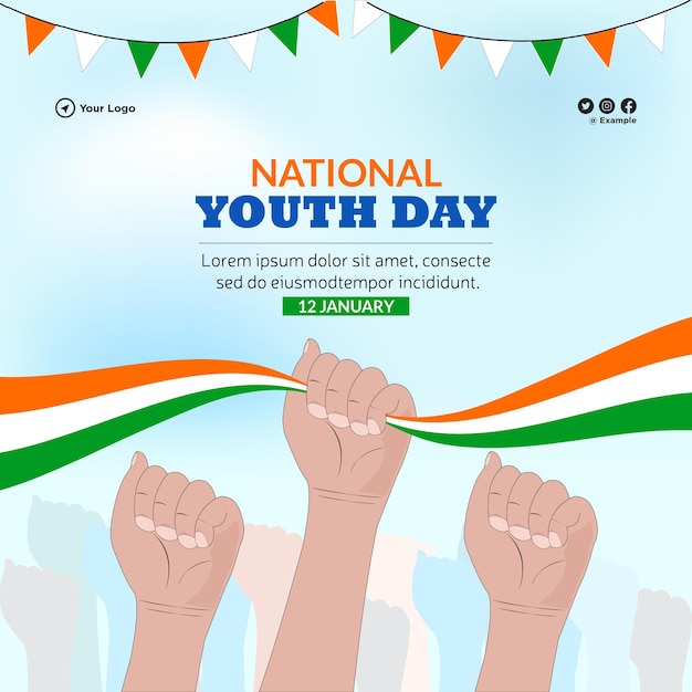 Modelo de design de banner do dia nacional da juventude
