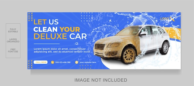 Modelo de design de banner do facebook de serviços de lavagem de carros