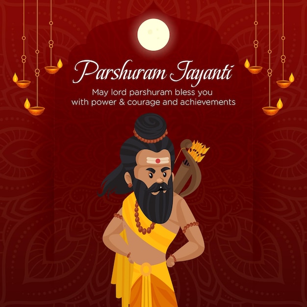 Modelo de design de banner do festival hindu parshuram jayanti plano