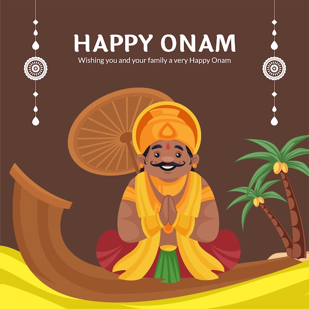 Modelo de design de banner do festival indiano happy onam realista