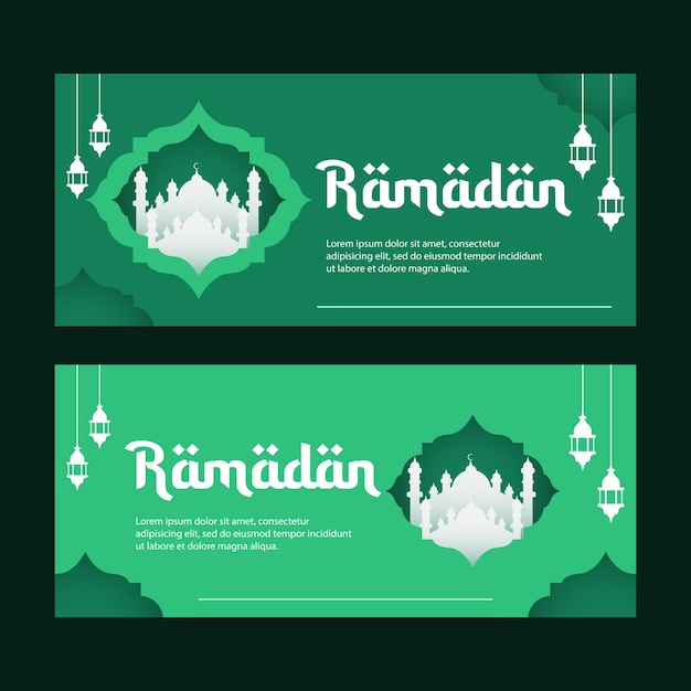 Modelo de design de banner do Ramadã Ornamento islâmico dourado
