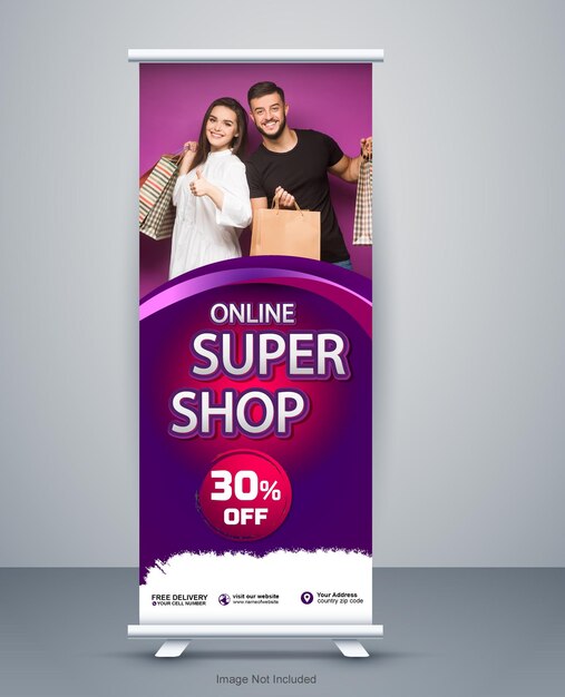 Vetor modelo de design de banner do stand da super shop x