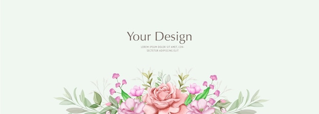 Modelo de design de banner floral para casamento