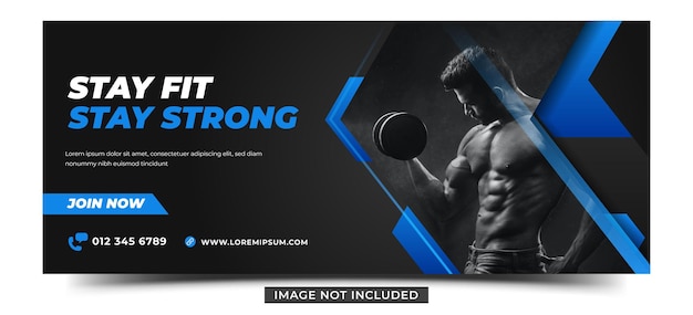 Vetor modelo de design de banner horizontal de academia e fitness