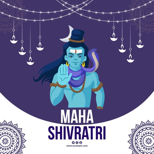 Modelo de design de banner maha shivratri feliz festival hindu