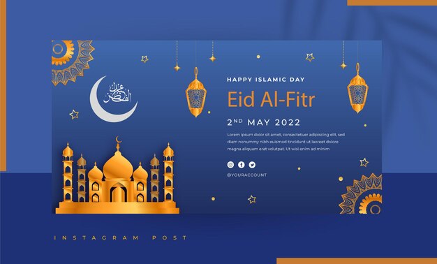 Modelo de design de banner moderno eid mubarak