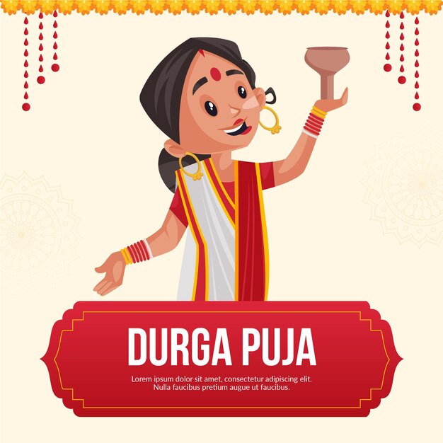 Modelo de design de banner para festival indiano durga puja