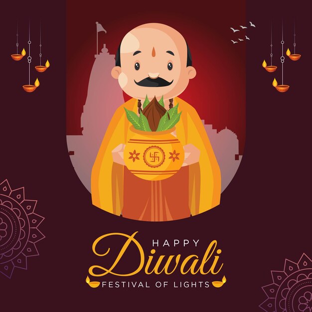 Modelo de design de banner para festival indiano feliz diwali
