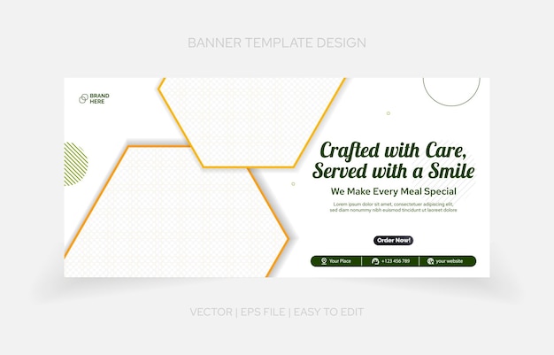 Modelo de design de banner promoção de comida de restaurante para web e mídia social