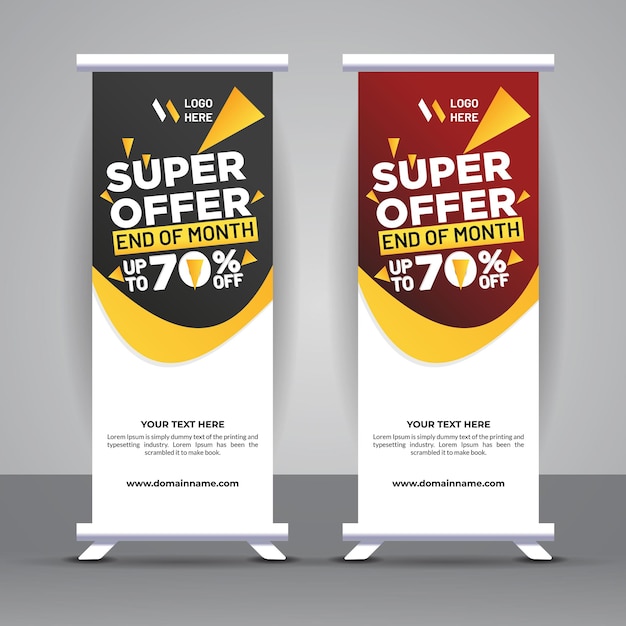 Vetor modelo de design de banner roll up standee moderno staylish