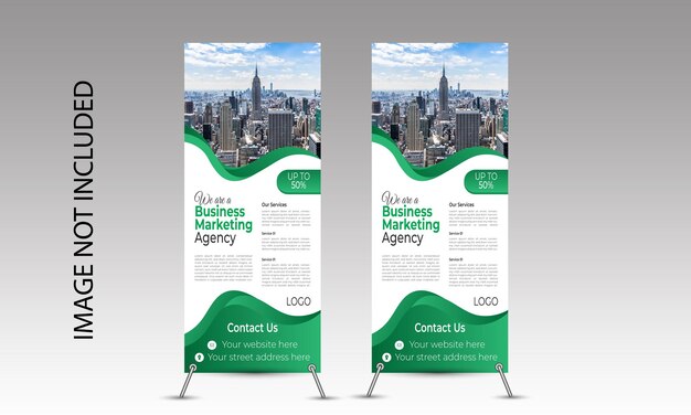 Modelo de design de banner rollup de negócios moderno novo banner rollup gratuito x design de banner