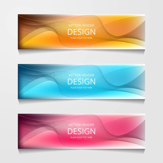 Modelo de design de banner web abstrato vetorial Coleção de modelo de banner web Modelo de banner de design web abstrato geométrico isolado em fundo cinza Página de destino do cabeçalho Web Design