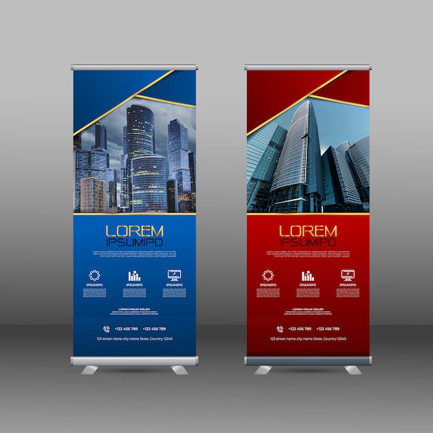 Modelo de design de banners com formas abstratas