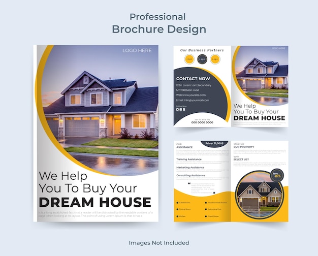 Modelo de Design de Brochura Bifold de Negócios Imobiliários Criativos