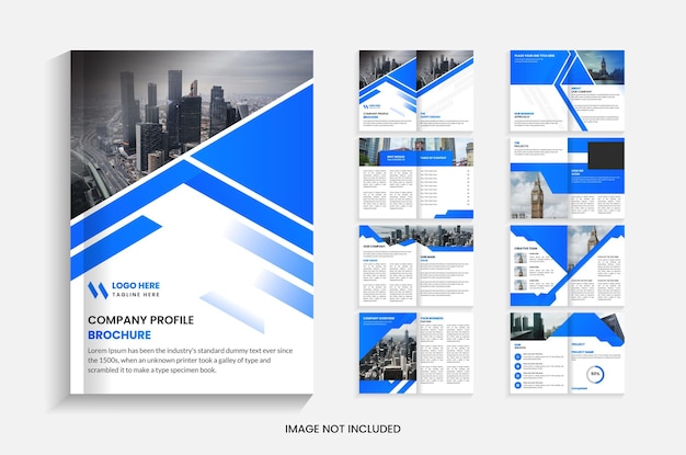 Vetor modelo de design de brochura da empresa com 16 páginas