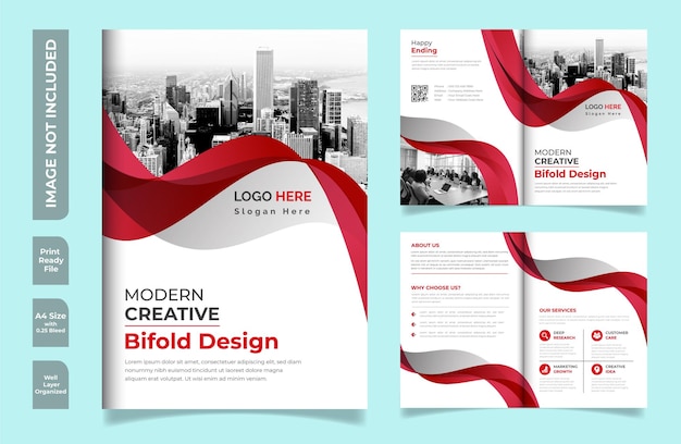 Modelo de design de brochura profissional com dobra dupla para sua empresa